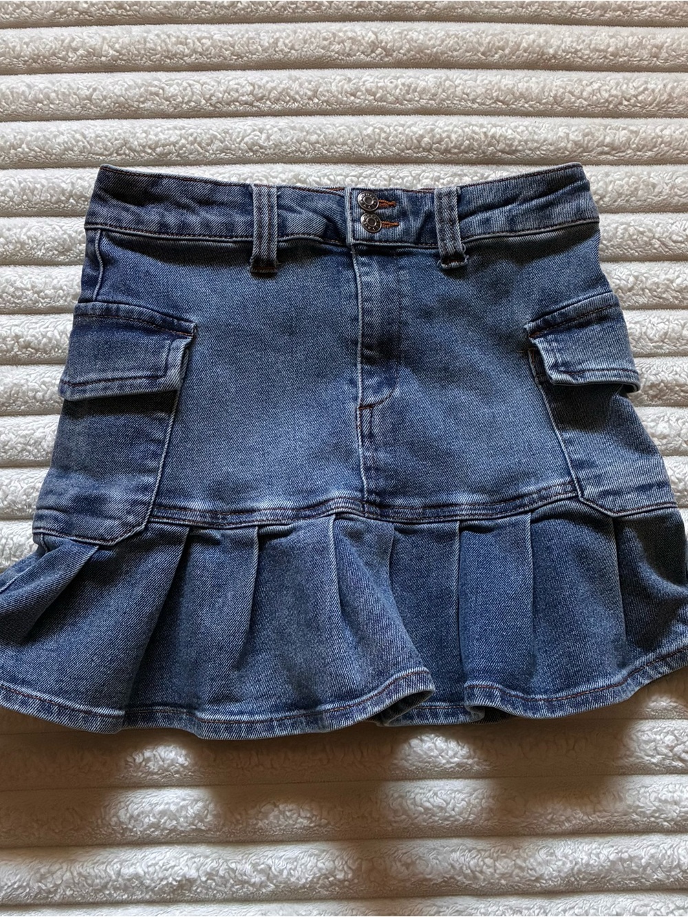 Tractr Girls Cargo Denim Skirt with Pleated Hem 14